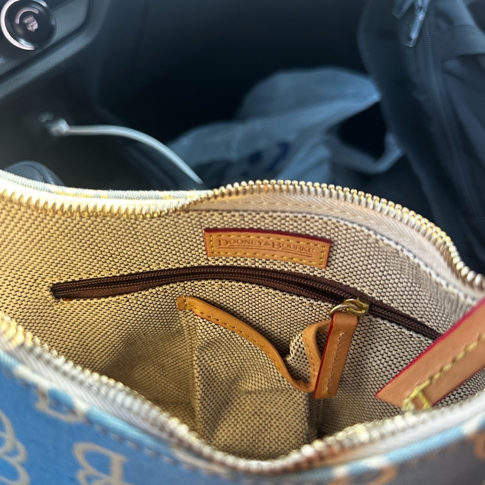 Dooney & Bourke Blue and Brown Logo Pouch - Picture 3 of 3